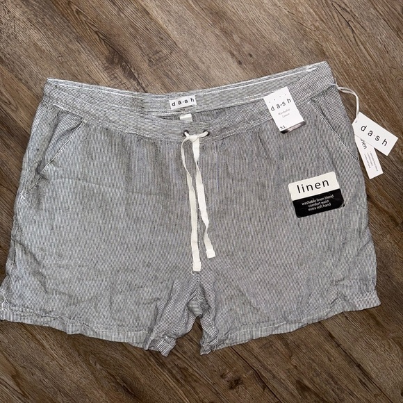 DASH • Linen Blend Striped Pull On Shorts - Picture 1 of 6